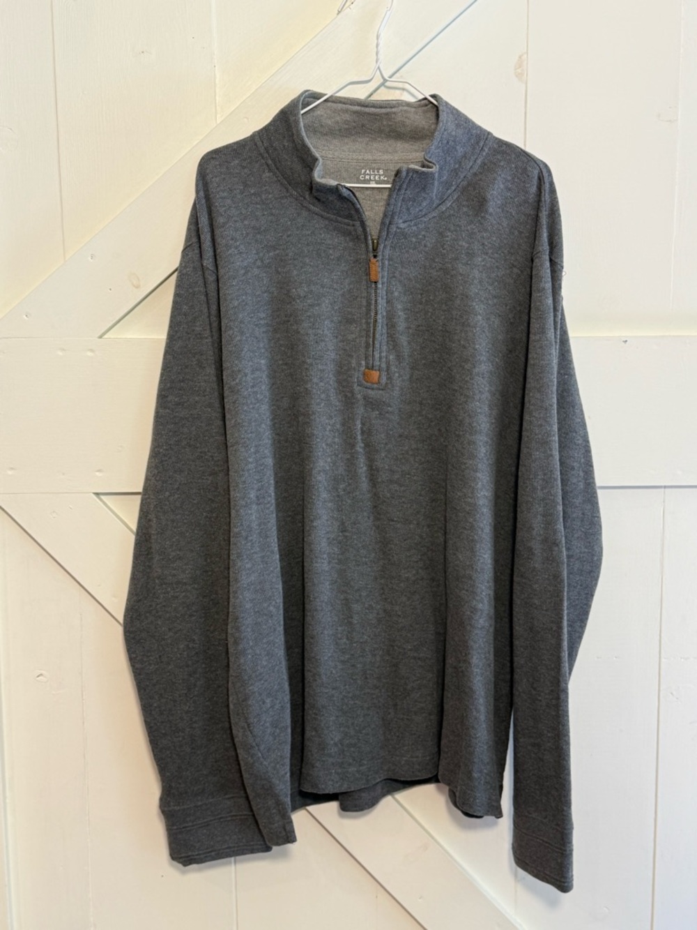Falls Creek Gray Quarter Zip Pullover Sweater XXL Mock Neck Long Sleeve